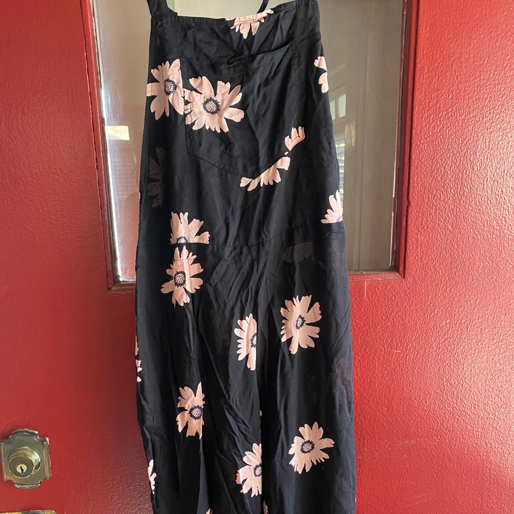 Cotton Overalls with Pink Flowers